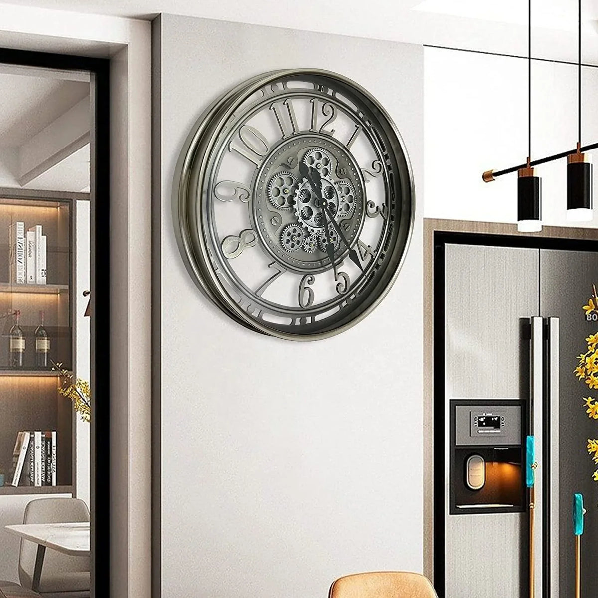 metal mobile wall clock stylish and durable interior decoration - vue 4 sur 7