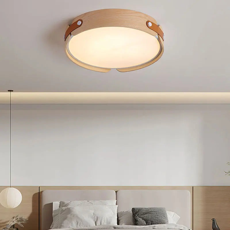 Modern wooden ceiling light with remote control for interior decoration