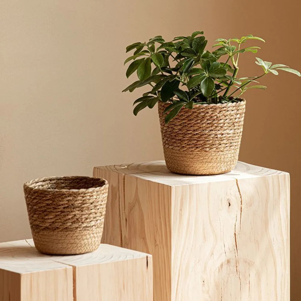 woven wicker basket for flowers and storage