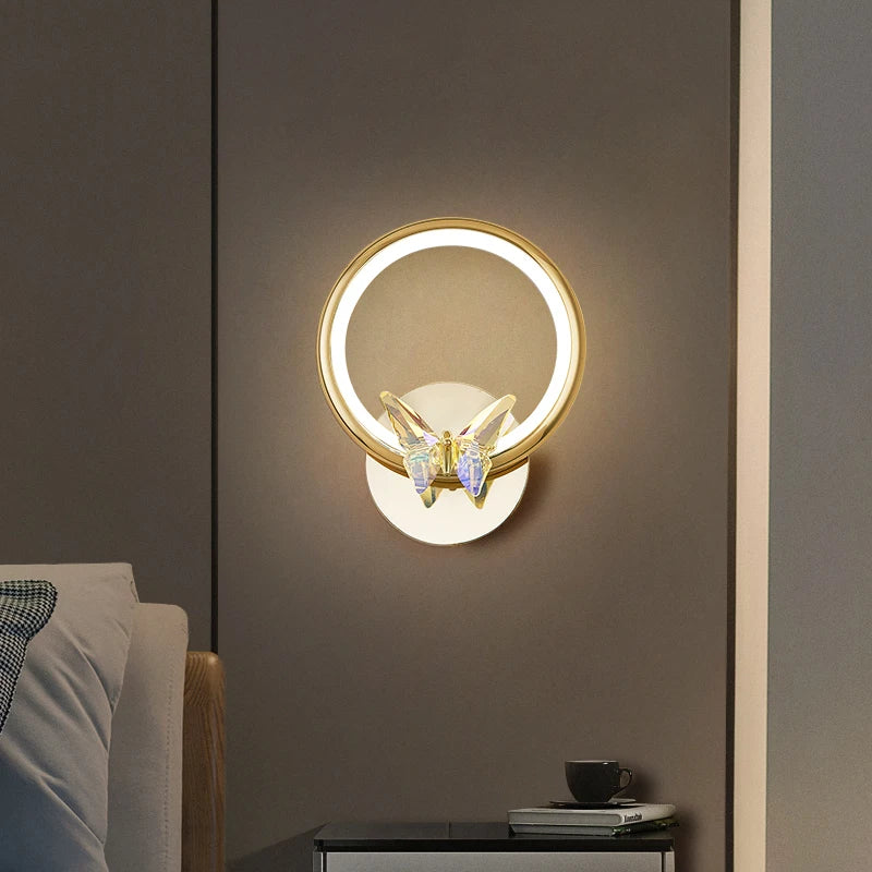 Modern crystal butterfly LED wall light with unique lighting