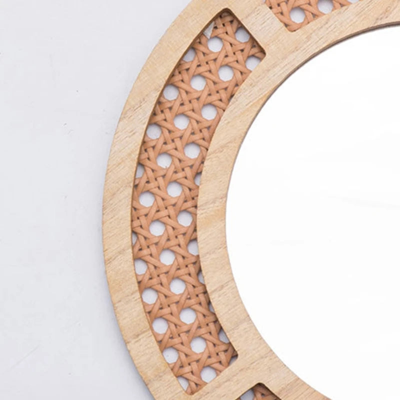 round rattan mirror for bohemian interior decoration - vue 6 sur 8