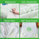 1pc Waterproof Bamboo Mattress Cover (Without Pillowcase), Cooling &amp; Breathable Fitted Bed Sheet With 6-14inches Deep Pocket