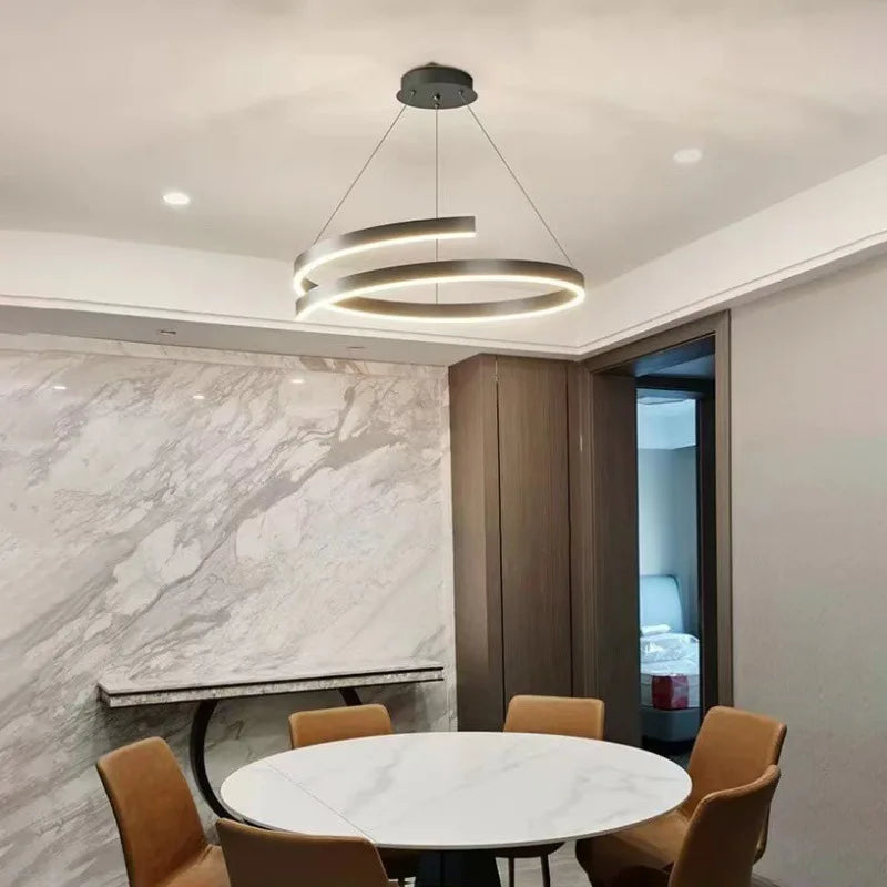 Aluminium spiral LED chandelier for home decor - vue 3 sur 12