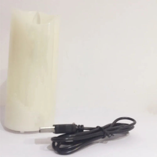 rechargeable LED pillar candle with wavy edge festive decoration - vue 4 sur 7