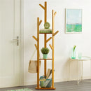 hanging coat rack with 10 hooks and integrated shelf