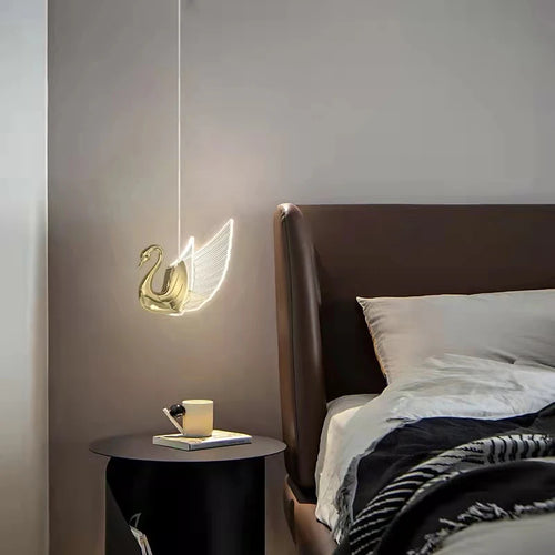 Nordic LED swan pendant light luxury design - vue 4 sur 12