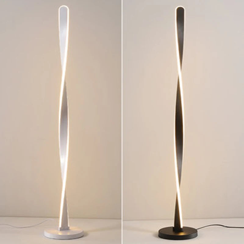 Modern dimmable spiral floor lamp in aluminium and acrylic - vue 3 sur 10