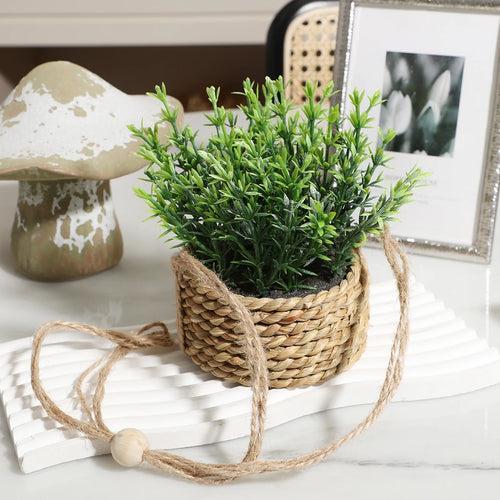 artificial plants eucalyptus rosemary green decoration in pot - vue 8 sur 9