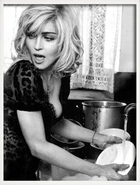 Women drinking wine and eating spaghetti decorative poster