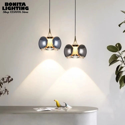 Nordic LED pendant light with liftable beetle lens decorative - vue 6 sur 12