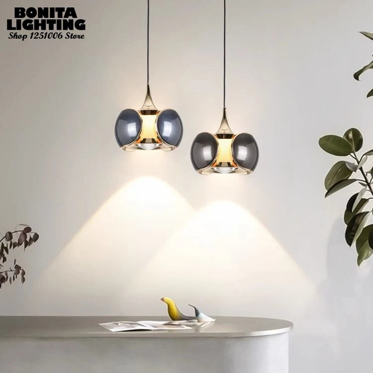 Nordic LED pendant light with liftable beetle lens decorative - vue 6 sur 12
