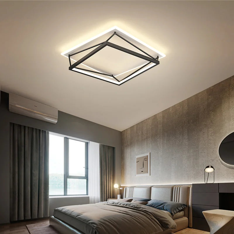 Modern black iron pendant light with remote control lighting