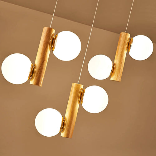 Wood and glass pendant light for modern and creative restaurant - vue 6 sur 10