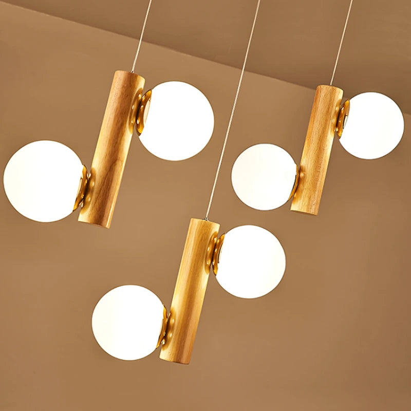 Wood and glass pendant light for modern and creative restaurant - vue 5 sur 10