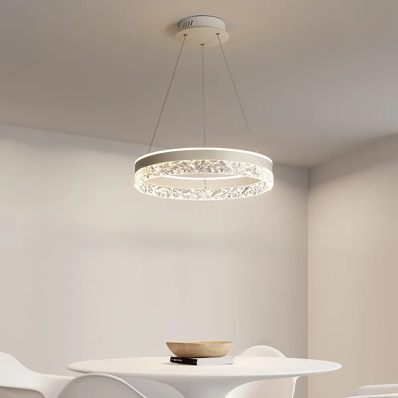 Minimalist design LED ceiling light with crystal rings