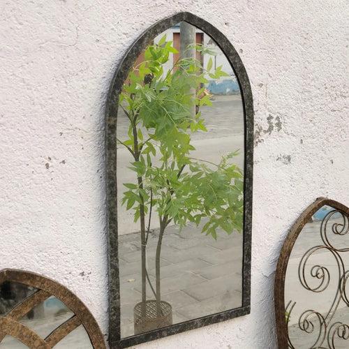 Nordic retro wooden mirrors for wall craft decoration - vue 4 sur 9