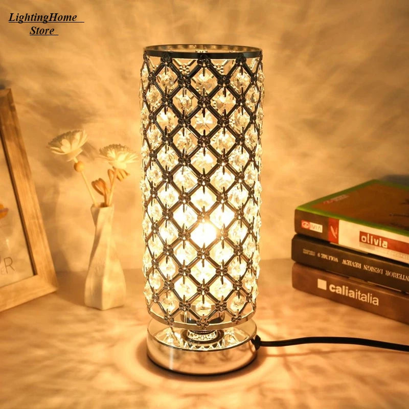Decorative crystal table lamp for an elegant interior