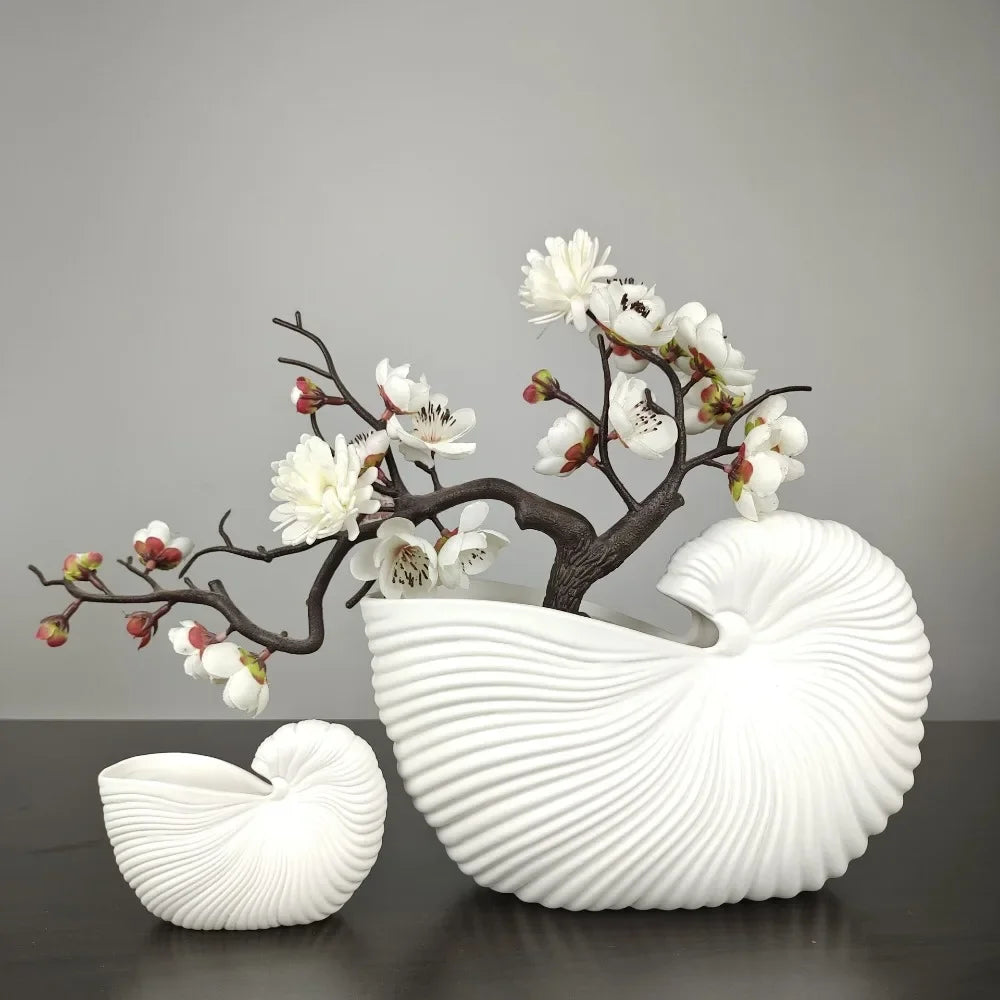 ceramic shell vase for handmade floral decoration