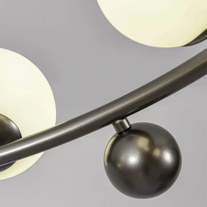 Modern metal and white glass pendant light with elegant adjustable design - vue 6 sur 13