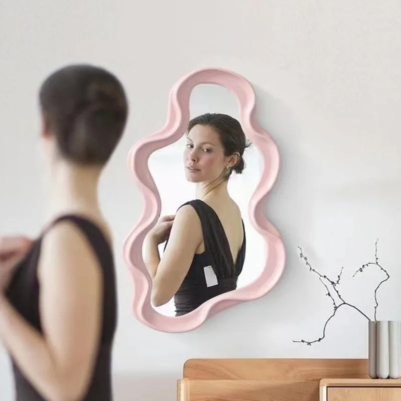 Kawaii cloud wall mirror for home decor and makeup