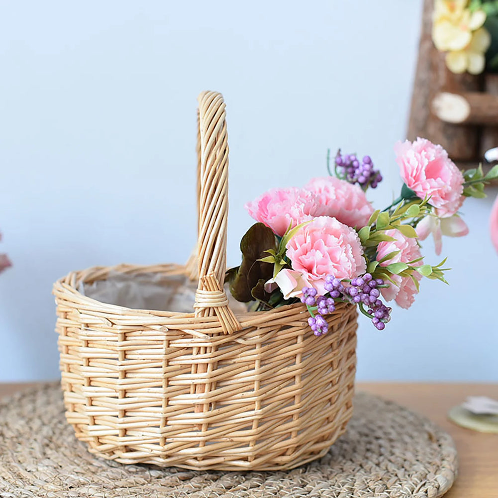 wedding flower basket with bow tie large capacity versatile