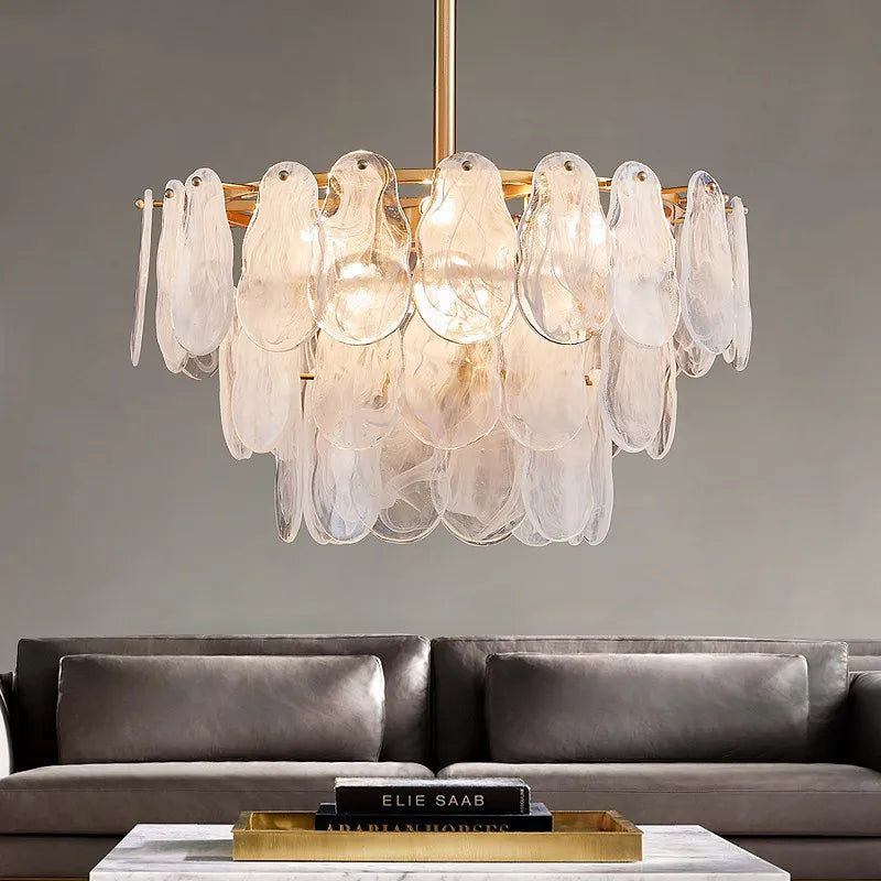 Modern gold frosted glass decorative pendant chandelier