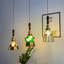 Nordic copper pendant light with stained glass for elegant interiors