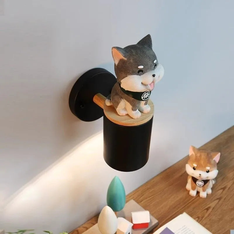 Decorative children's kitten wall light for nursery and living room
