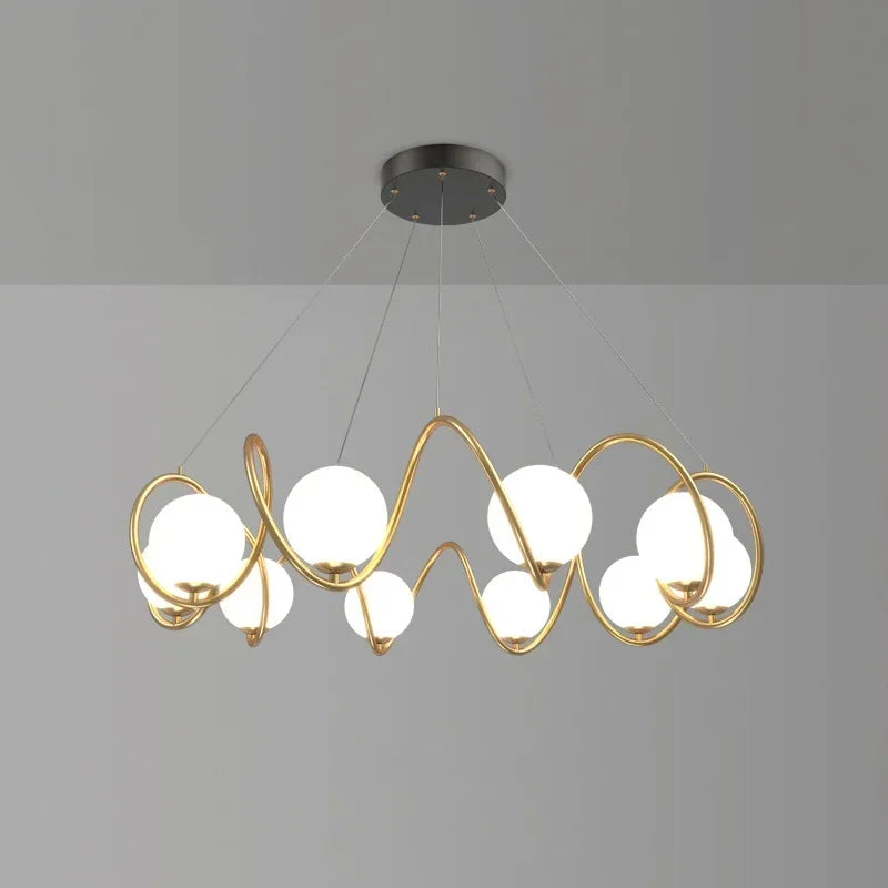 French style pendant light with gold trim and eye protection - vue 4 sur 8