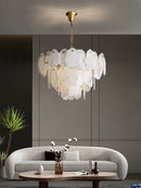 Natural marble and copper chandelier for elegant interior decoration