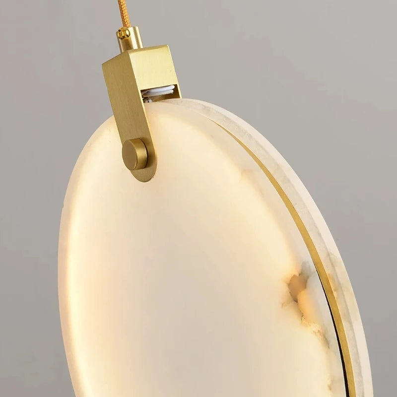 Lightweight copper and natural marble chandelier for elegant decor - vue 5 sur 7