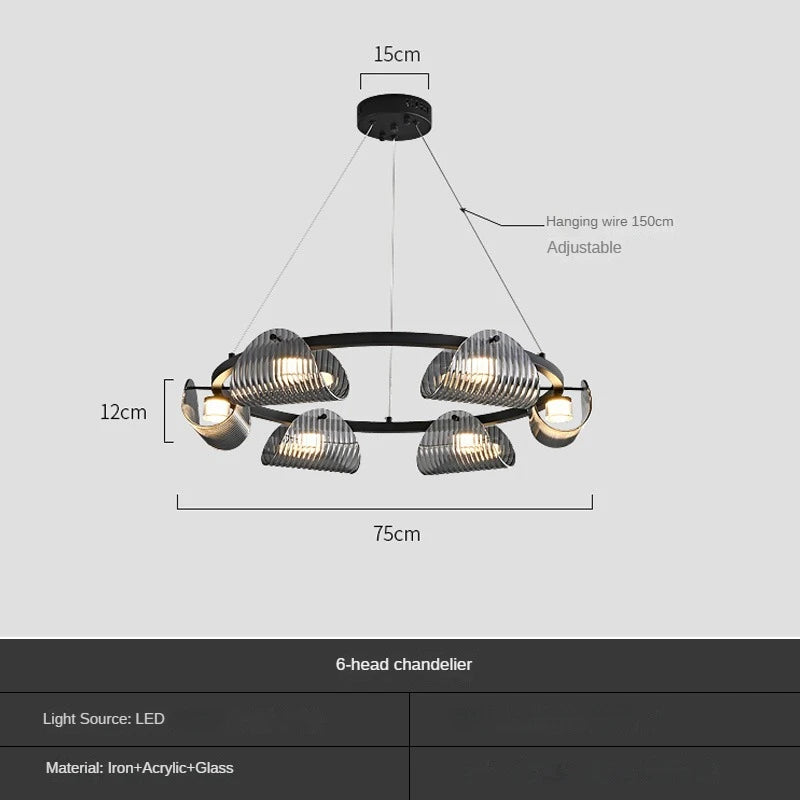 Creative glass and iron pendant light for interior decor
