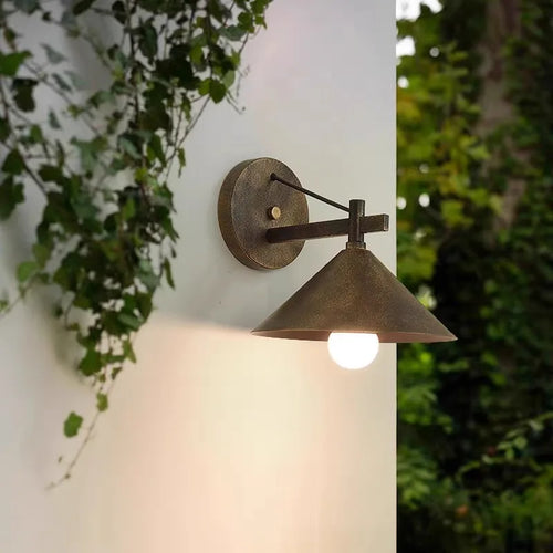 Vintage waterproof antique copper outdoor wall light