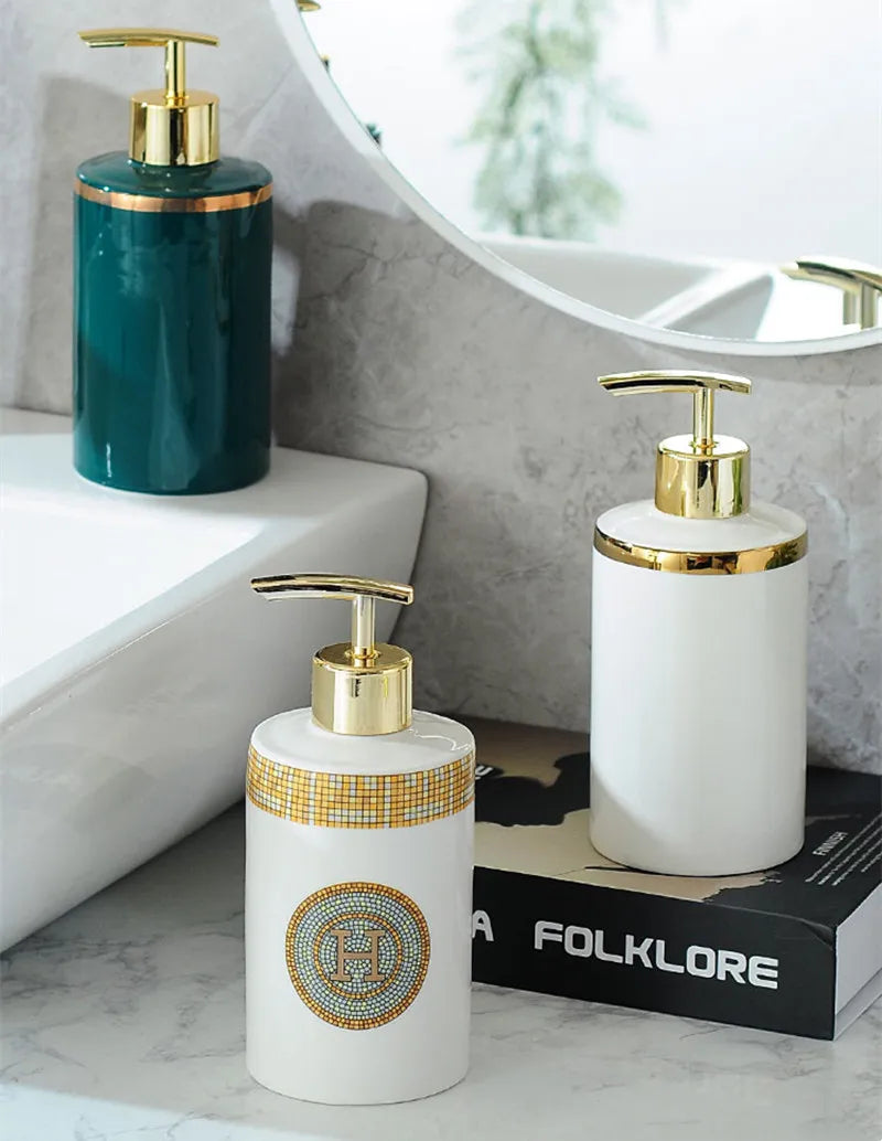 empty ceramic pump bottles for cosmetics and disinfectants
