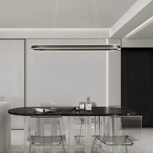 Modern minimalist nordic long LED chandelier - vue 4 sur 11