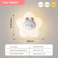 Modern minimalist LED wall light with star, moon, bear and bunny