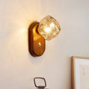 Wooden LED wall light with switch and glass