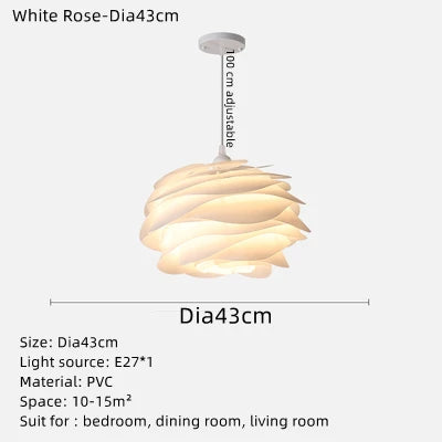 Danish design white rose acrylic romantic petal chandelier