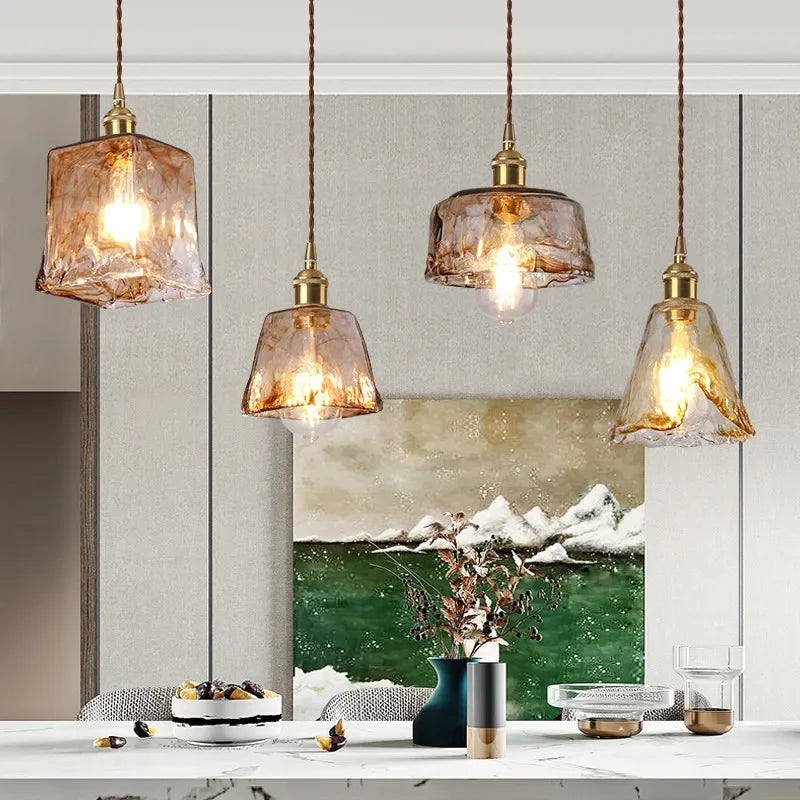 Nordic retro glass chandelier for café and restaurant - vue 3 sur 10