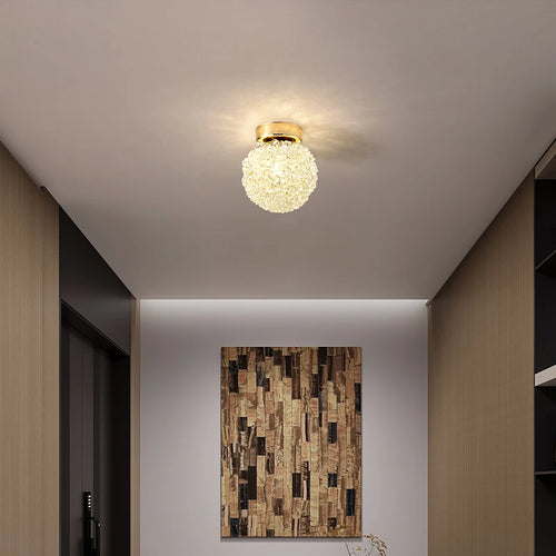 Modern clear crystal and gold metal ceiling light - vue 4 sur 15