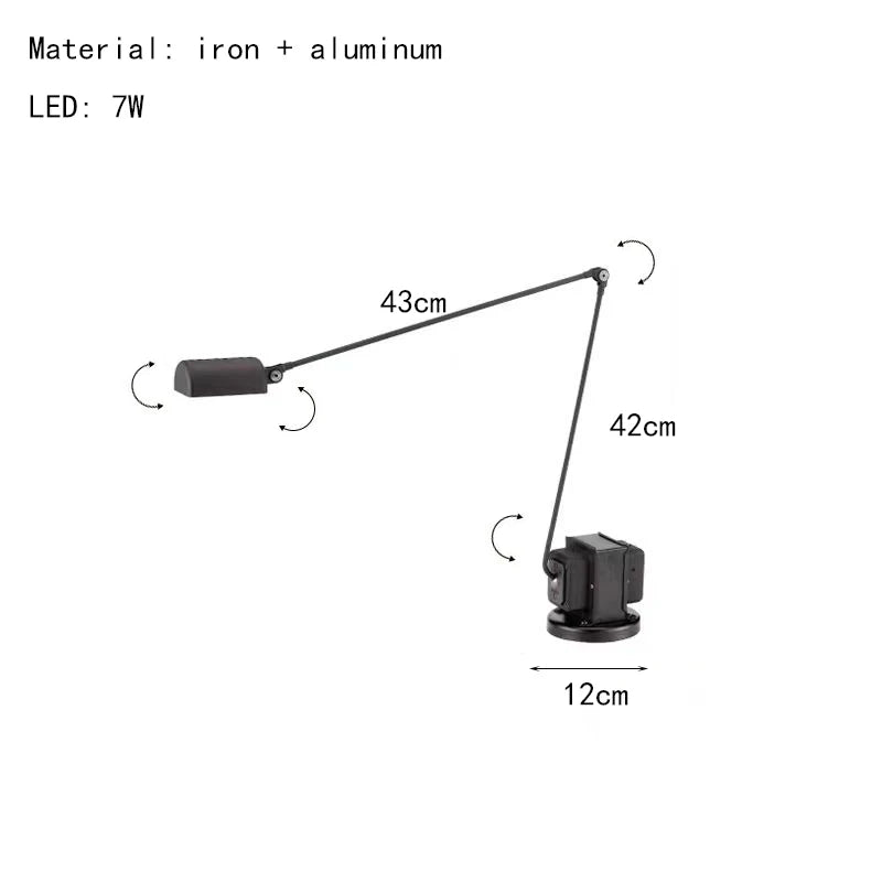 Minimalist LED floor lamp with long metal arm and adapted plug - vue 13 sur 13