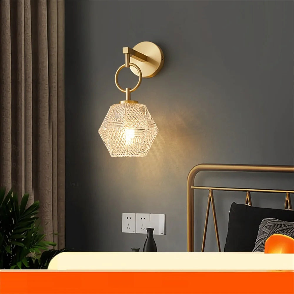 Modern Nordic style copper and glass LED wall light