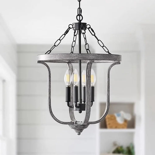 Modern American iron chandelier with retro candle lighting - vue 6 sur 6