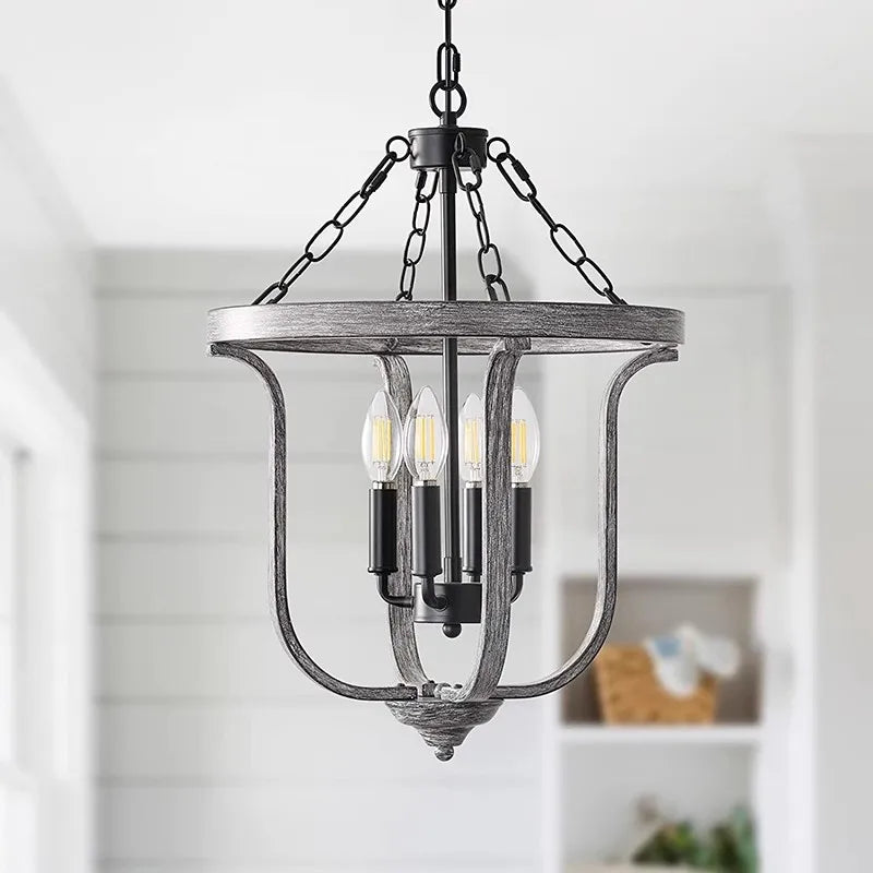 Modern American iron chandelier with retro candle lighting - vue 5 sur 6