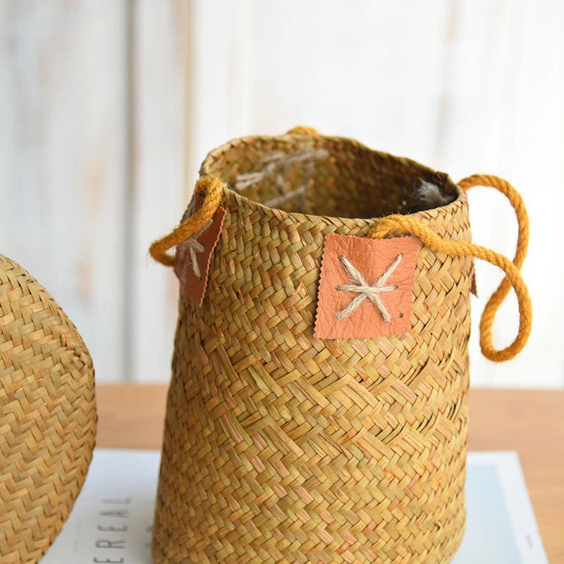 natural seagrass storage basket for various decorations - vue 6 sur 7