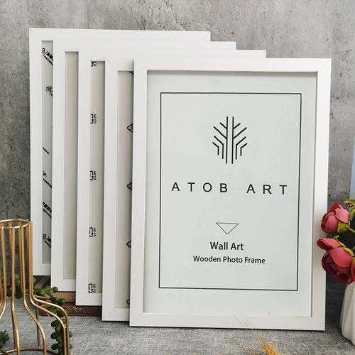 Set of 5 wooden photo frames for wall decorations