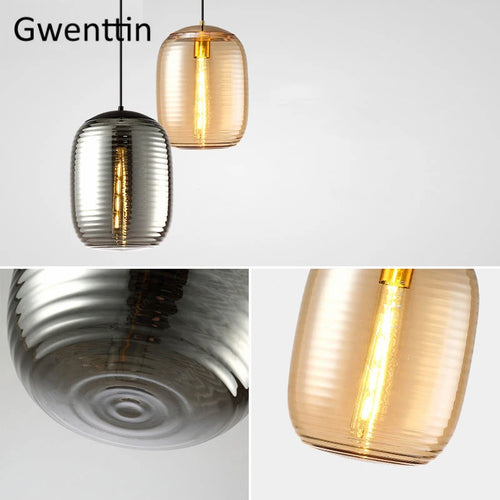 Tinted glass pendant light for modern interior decor - vue 2 sur 8