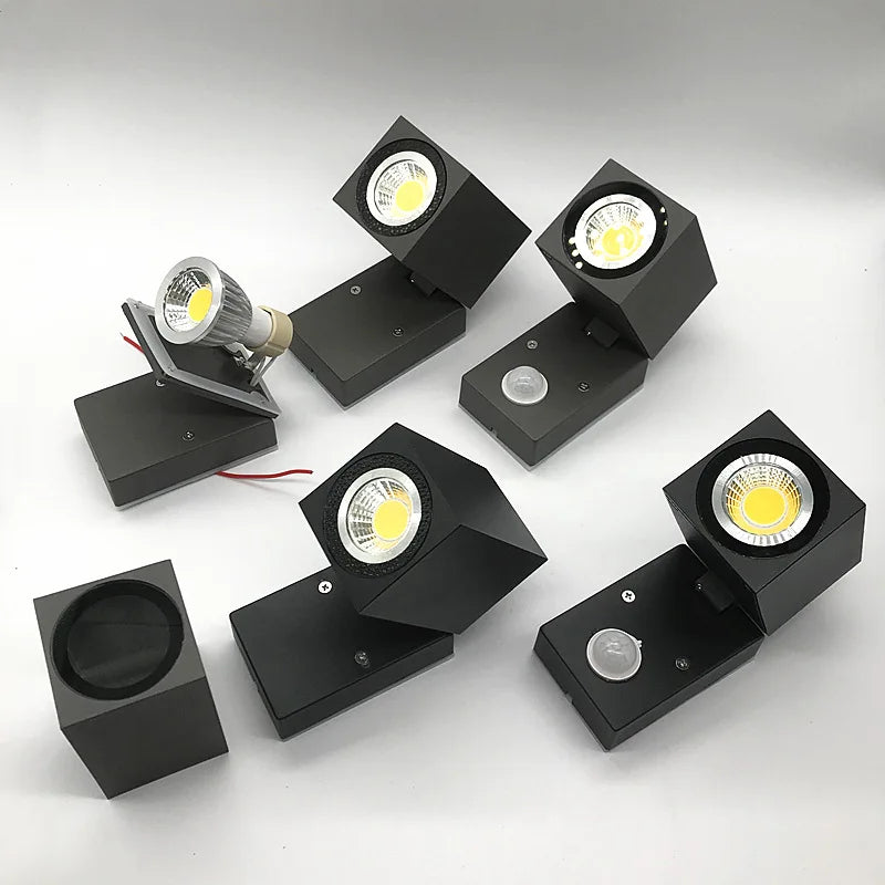 Outdoor foldable LED wall light IP65 waterproof garden porch GU10 COB exterior 5W - vue 6 sur 9