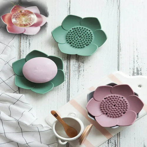 portable silicone non-slip lotus soap box - vue 4 sur 9