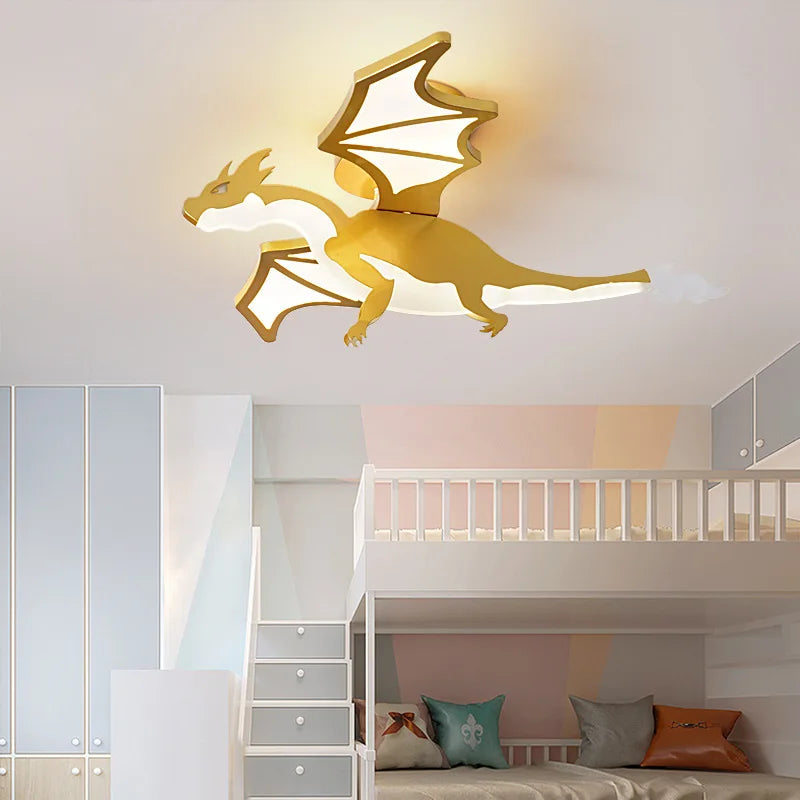 Designer LED cartoon dinosaur gold decorative ceiling light